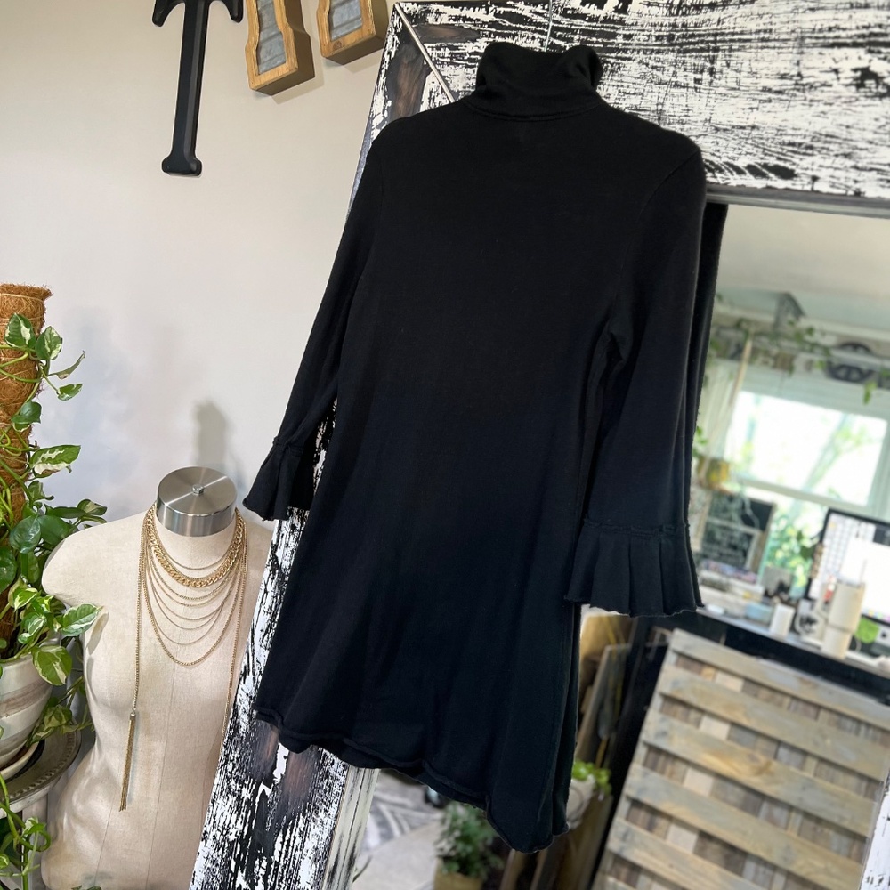 EUC + Rare ✵☽Free People☾✵ VNTG Black Cotton Military Tunic Mini Dress | Small - Picture 10 of 14